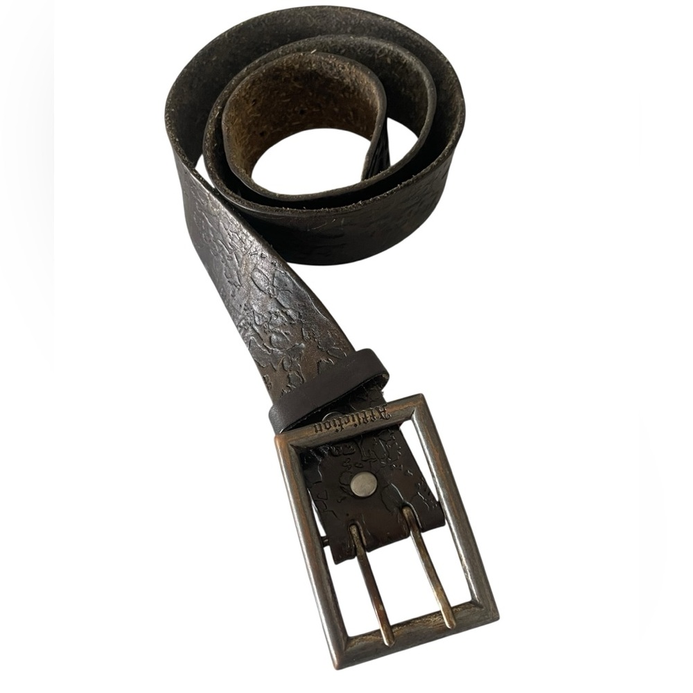 Affliction brand dark brown leather belt Size;M